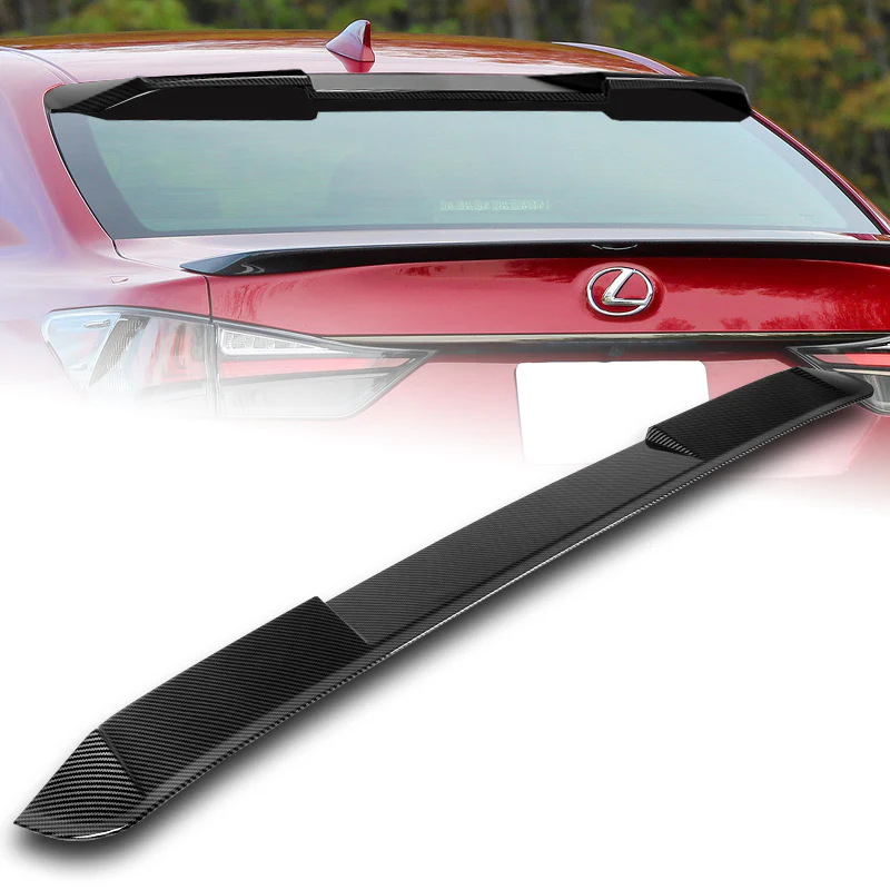 W-Power ABS VIP-Style Rear Widow Roof Visor Wing Spoiler For 2013 - 2020 Lexus GS350 GS450 GS-F Sedan -Carbon Fiber Look - Image 6