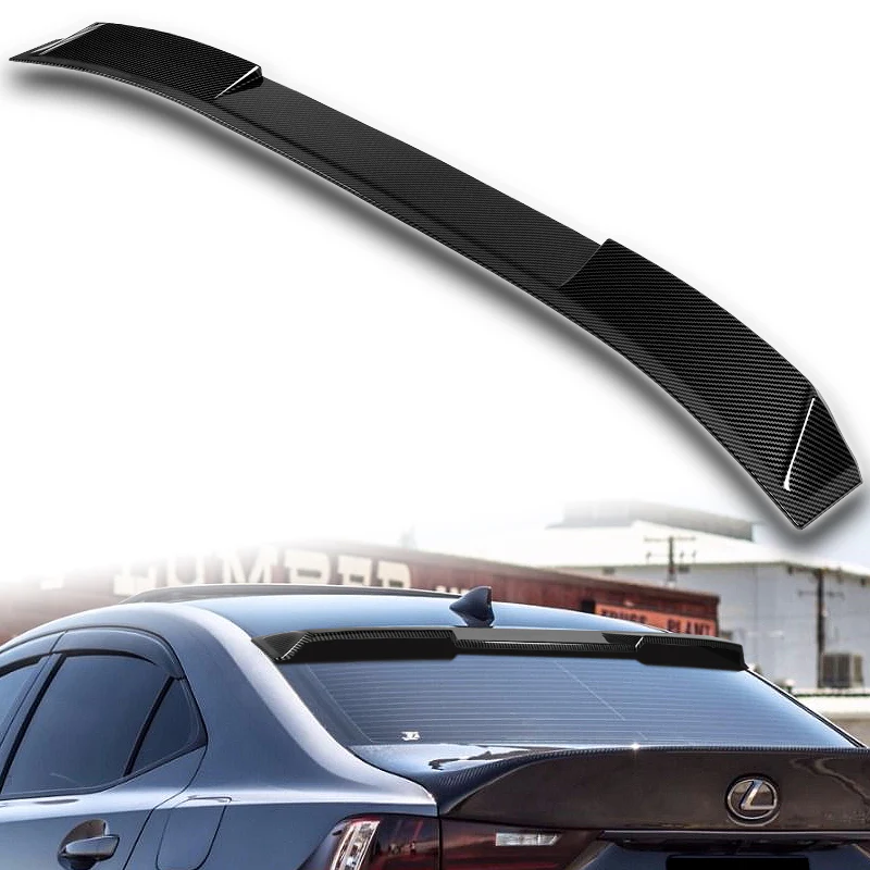 W-Power ABS VIP-Style Rear Widow Roof Visor Wing Spoiler For 2014-2020 Lexus IS300 IS350 -Carbon Fiber Look - Image 5
