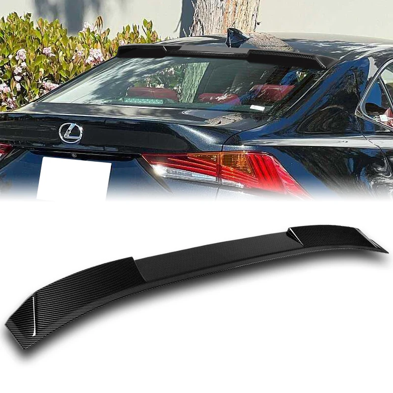 W-Power ABS VIP-Style Rear Widow Roof Visor Wing Spoiler For 2014-2020 Lexus IS300 IS350 -Carbon Fiber Look - Image 6