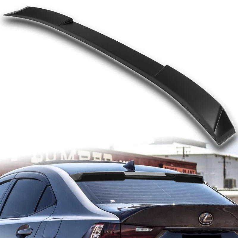 W-Power ABS VIP-Style Rear Widow Roof Visor Wing Spoiler For 2014-2020 Lexus IS300 IS350 -Unpainted Matte Black - Image 5