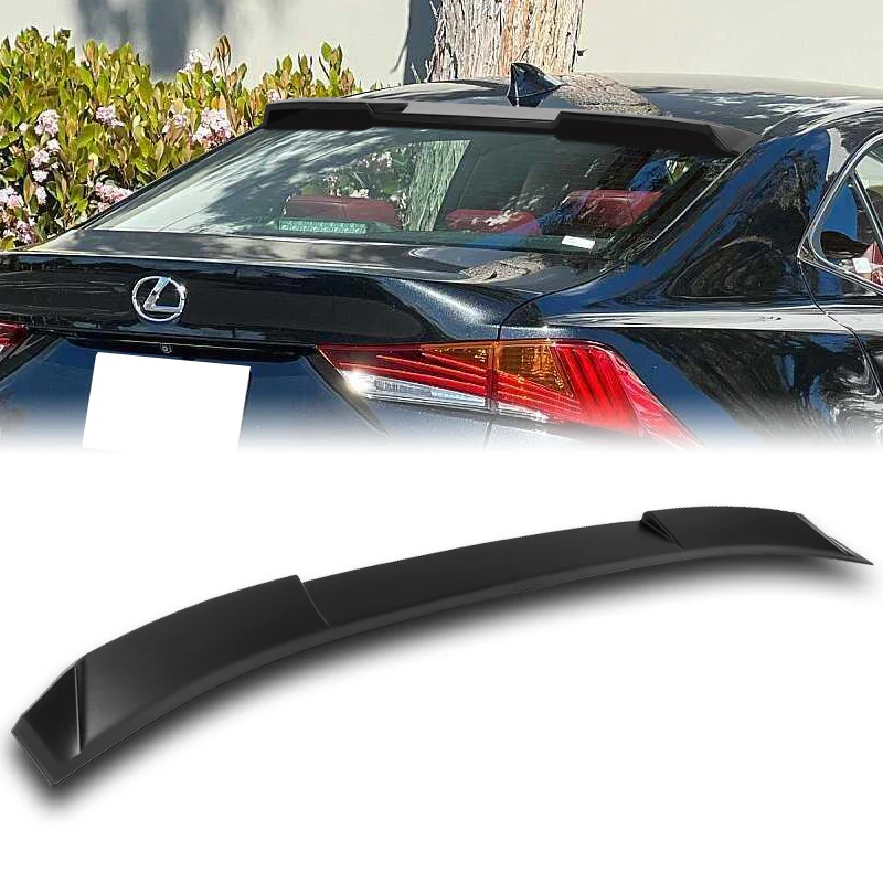 W-Power ABS VIP-Style Rear Widow Roof Visor Wing Spoiler For 2014-2020 Lexus IS300 IS350 -Unpainted Matte Black - Image 7