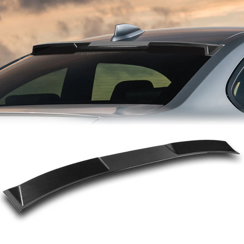 W-Power ABS VIP-Style Rear Widow Roof Visor Wing Spoiler For 2014- 2021 BMW 2-Series F22 F87 M2 Coupe -Carbon Fiber Look - Image 5