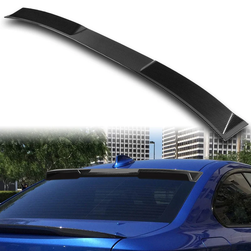 W-Power ABS VIP-Style Rear Widow Roof Visor Wing Spoiler For 2014- 2021 BMW 2-Series F22 F87 M2 Coupe -Carbon Fiber Look - Image 6