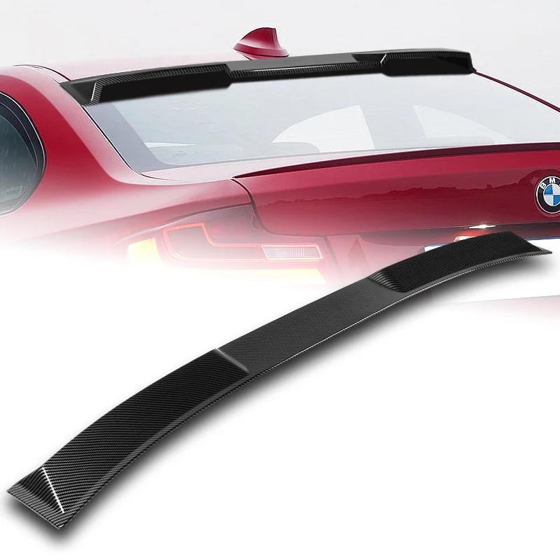 W-Power ABS VIP-Style Rear Widow Roof Visor Wing Spoiler For 2014- 2021 BMW 2-Series F22 F87 M2 Coupe -Carbon Fiber Look - Image 7