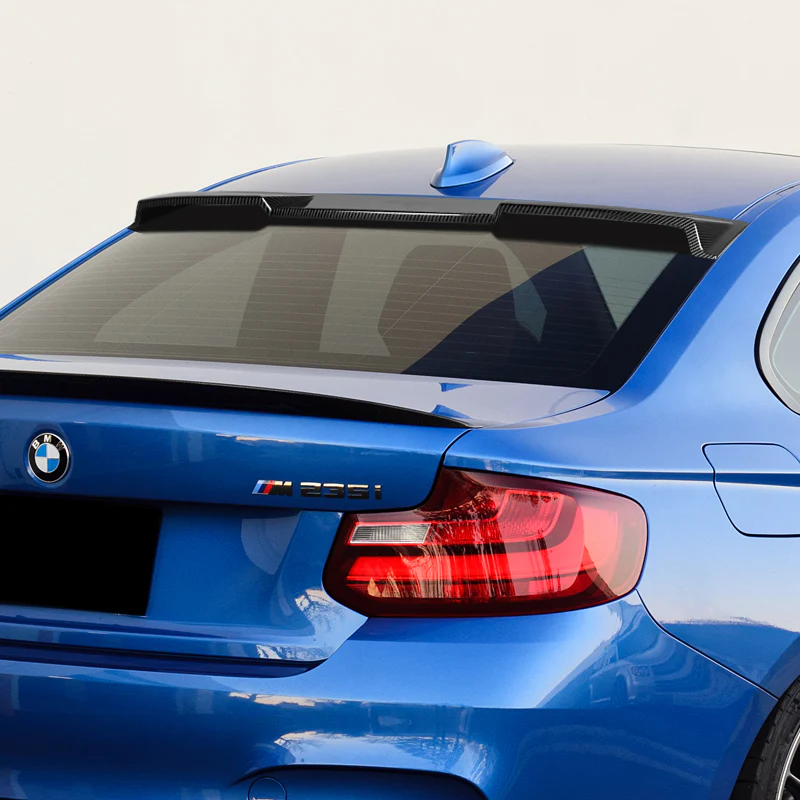 W-Power ABS VIP-Style Rear Widow Roof Visor Wing Spoiler For 2014- 2021 BMW 2-Series F22 F87 M2 Coupe -Carbon Fiber Look - Image 8