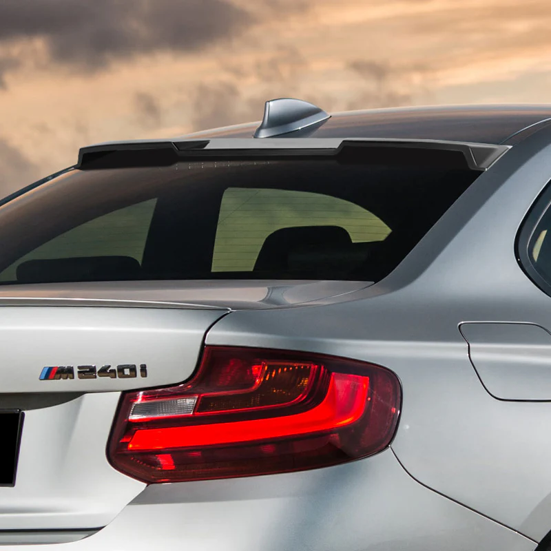 W-Power ABS VIP-Style Rear Widow Roof Visor Wing Spoiler For 2014- 2021 BMW 2-Series F22 F87 M2 Coupe -Unpainted Matte Black - Image 7