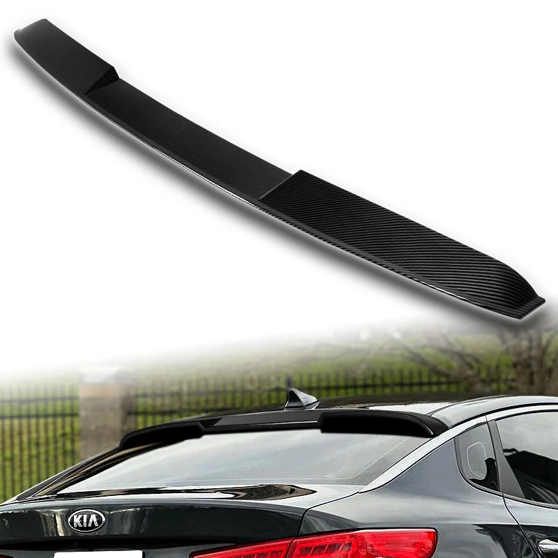 W-Power ABS VIP-Style Rear Widow Roof Visor Wing Spoiler For 2016 - 2020 Kia Optima -Carbon Fiber Look - Image 5
