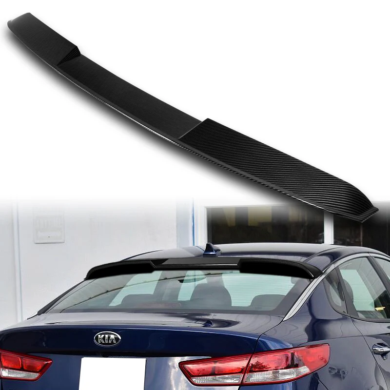 W-Power ABS VIP-Style Rear Widow Roof Visor Wing Spoiler For 2016 - 2020 Kia Optima -Carbon Fiber Look - Image 6