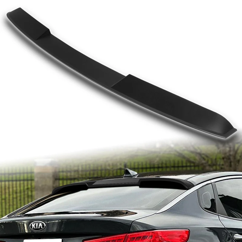 W-Power ABS VIP-Style Rear Widow Roof Visor Wing Spoiler For 2016 - 2020 Kia Optima -Unpainted Matte Black - Image 5
