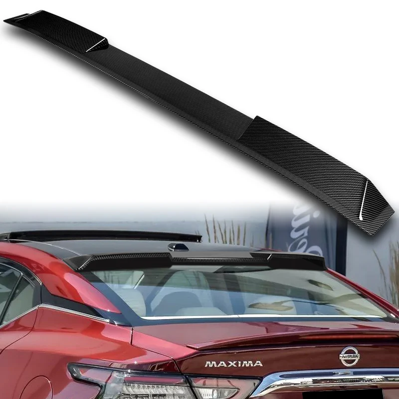 W-Power ABS VIP-Style Rear Widow Roof Visor Wing Spoiler For 2016 - 2023 Nissan Maxima -Carbon Fiber Look - Image 7