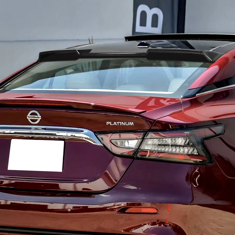 W-Power ABS VIP-Style Rear Widow Roof Visor Wing Spoiler For 2016 - 2023 Nissan Maxima -Carbon Fiber Look - Image 8