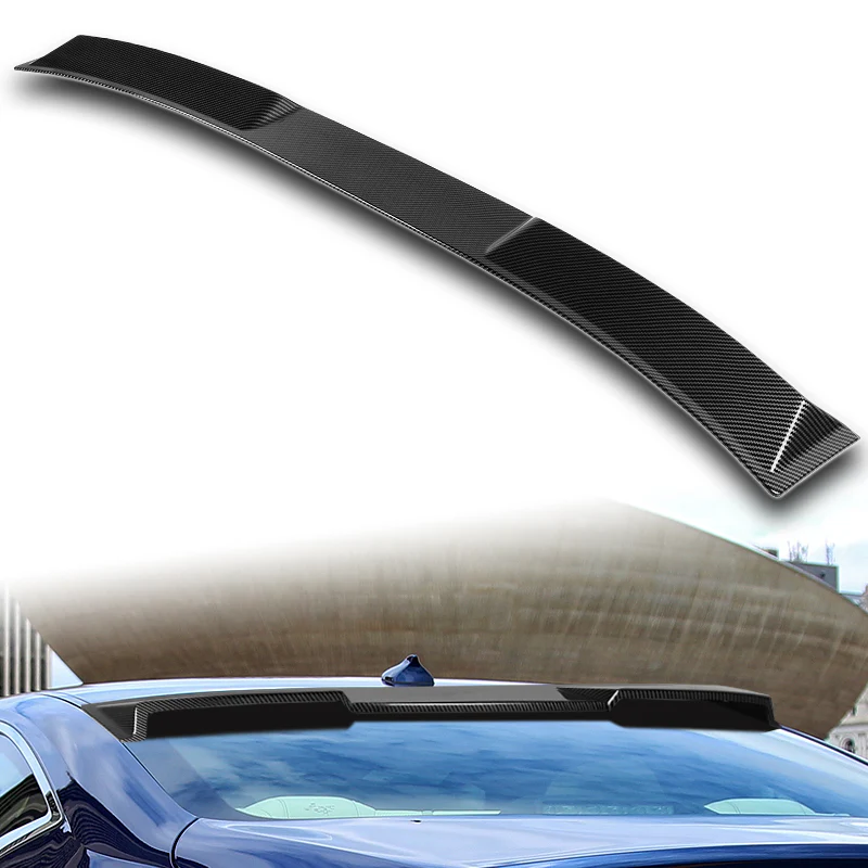 W-Power ABS VIP-Style Rear Widow Roof Visor Wing Spoiler For 2017- 2022 Infiniti Q60 Coupe -Carbon Fiber Look - Image 5