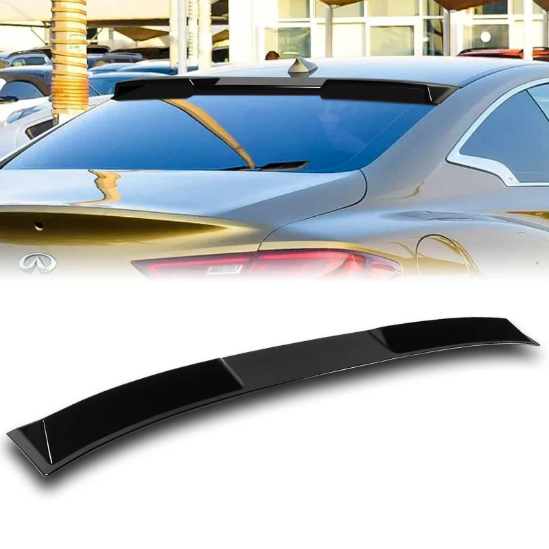 W-Power ABS VIP-Style Rear Widow Roof Visor Wing Spoiler For 2017- 2022 Infiniti Q60 Coupe -Pearl Black - Image 6