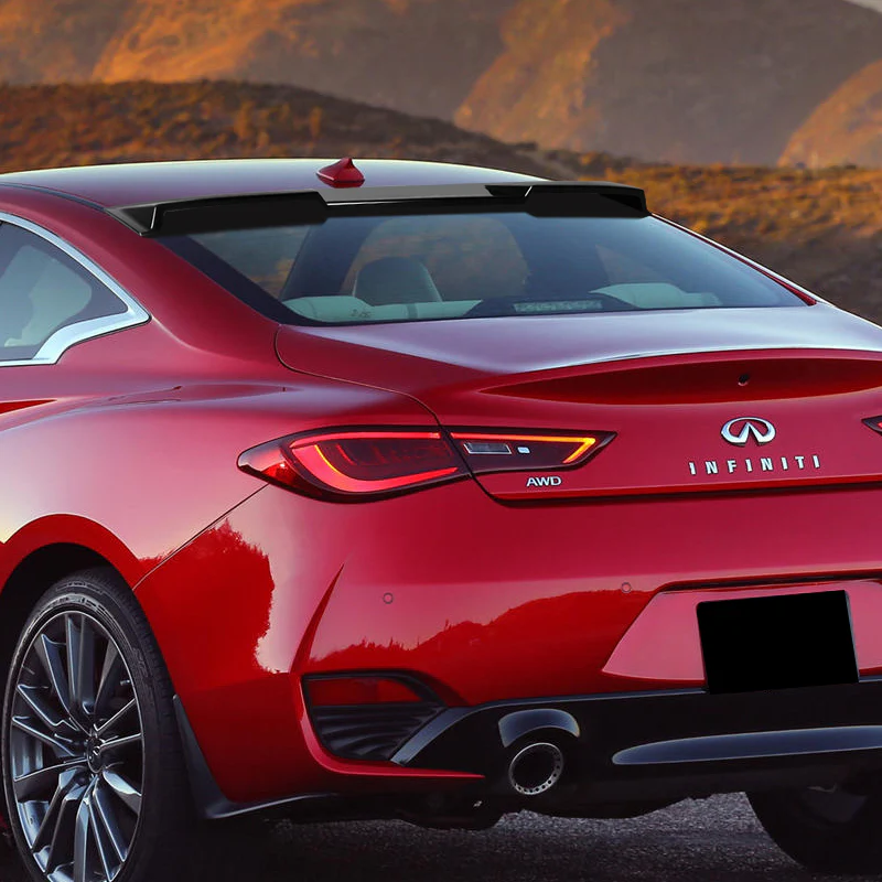 W-Power ABS VIP-Style Rear Widow Roof Visor Wing Spoiler For 2017- 2022 Infiniti Q60 Coupe -Pearl Black - Image 8