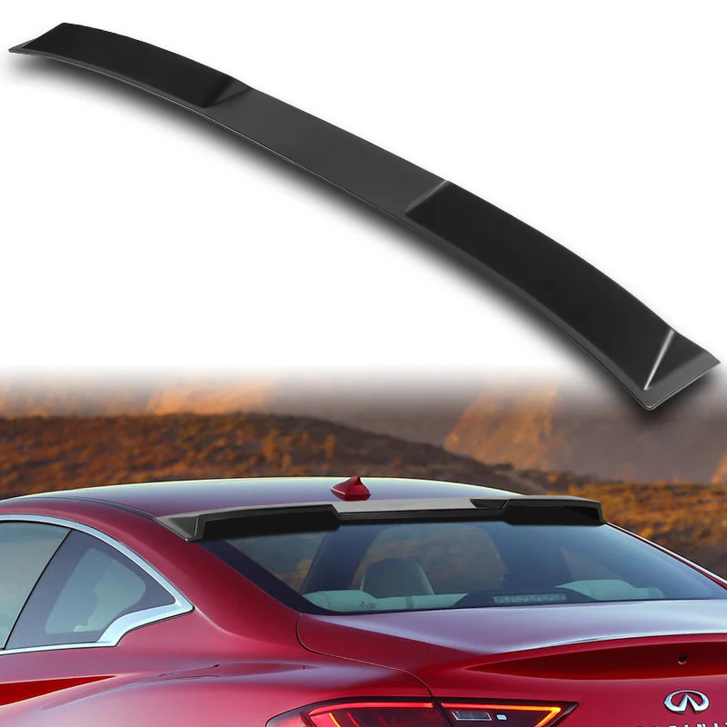 W-Power ABS VIP-Style Rear Widow Roof Visor Wing Spoiler For 2017- 2022 Infiniti Q60 Coupe -Unpainted Matte Black - Image 6
