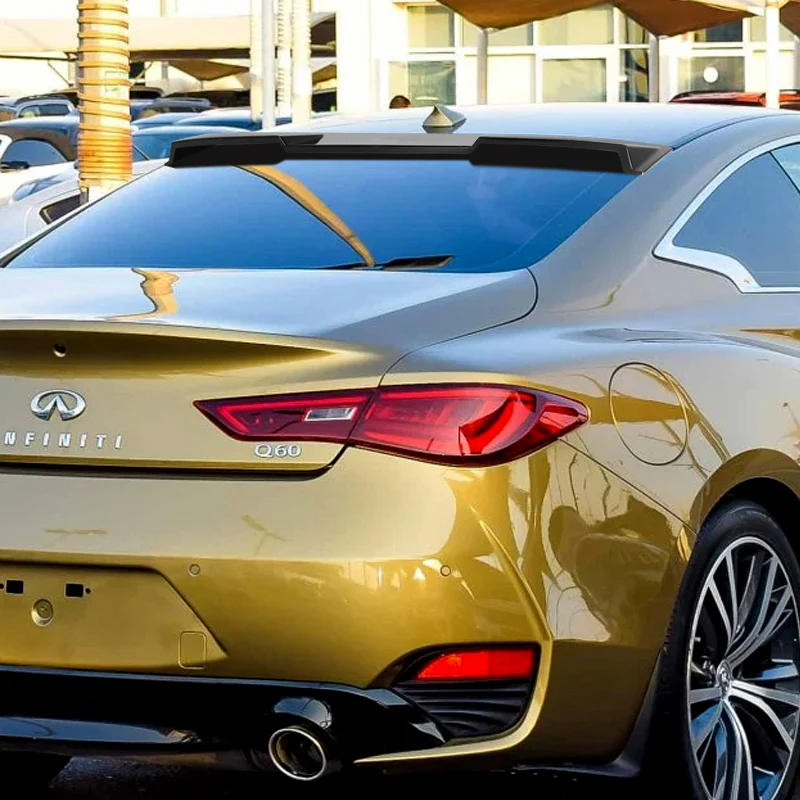 W-Power ABS VIP-Style Rear Widow Roof Visor Wing Spoiler For 2017- 2022 Infiniti Q60 Coupe -Unpainted Matte Black - Image 8