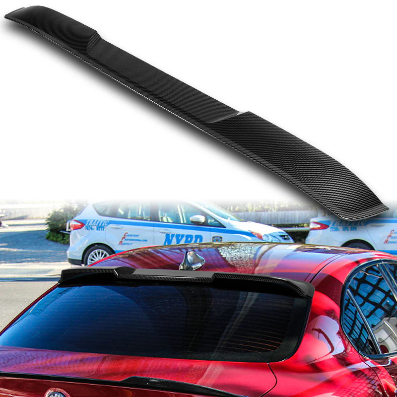 W-Power ABS VIP-Style Rear Widow Roof Visor Wing Spoiler For 2017 - 2023 Alfa Romeo Giulia -Carbon Fiber Look - Image 6