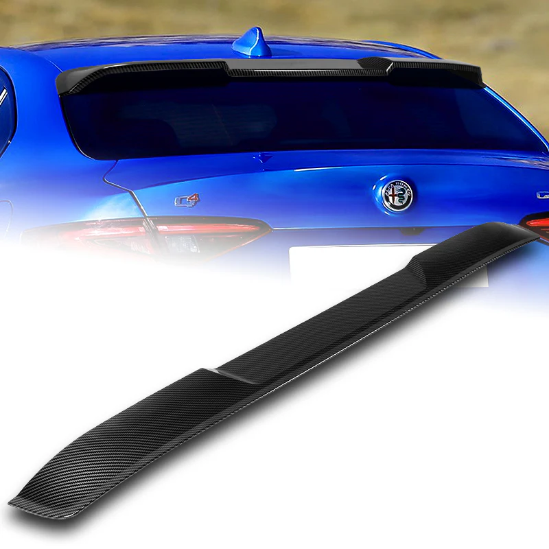 W-Power ABS VIP-Style Rear Widow Roof Visor Wing Spoiler For 2017 - 2023 Alfa Romeo Giulia -Carbon Fiber Look - Image 7