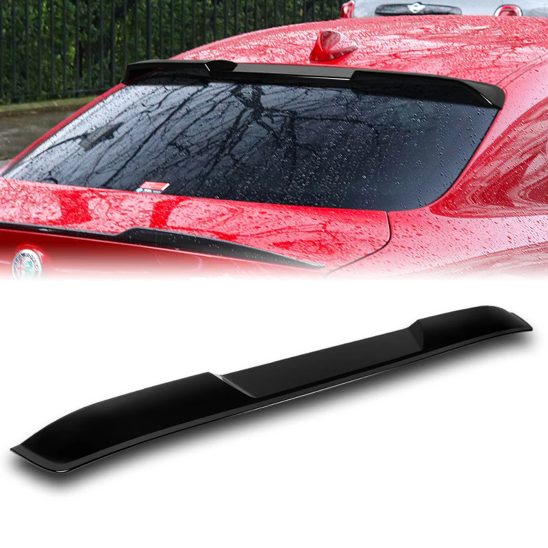 W-Power ABS VIP-Style Rear Widow Roof Visor Wing Spoiler For 2017 - 2023 Alfa Romeo Giulia -Pearl Black - Image 5