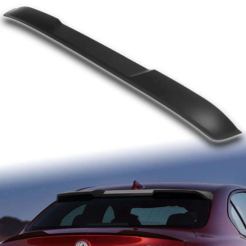 W-Power ABS VIP-Style Rear Widow Roof Visor Wing Spoiler For 2017 - 2023 Alfa Romeo Giulia -Unpainted Matte Black - Image 5