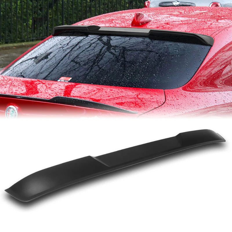 W-Power ABS VIP-Style Rear Widow Roof Visor Wing Spoiler For 2017 - 2023 Alfa Romeo Giulia -Unpainted Matte Black - Image 6