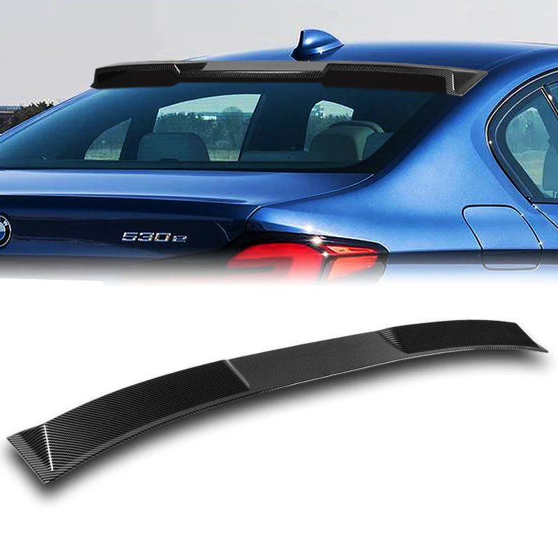 W-Power ABS VIP-Style Rear Widow Roof Visor Wing Spoiler For 2017- 2023 BMW 5-Series G30 F90 M5 Sedan -Carbon Fiber Look - Image 5
