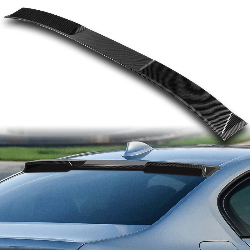 W-Power ABS VIP-Style Rear Widow Roof Visor Wing Spoiler For 2017- 2023 BMW 5-Series G30 F90 M5 Sedan -Carbon Fiber Look - Image 6