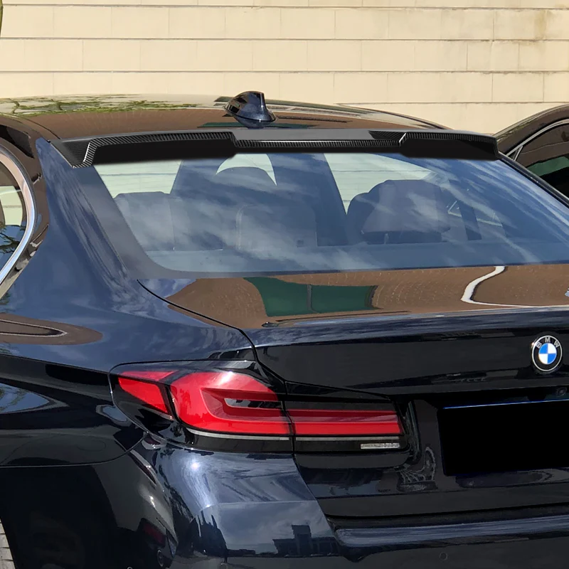 W-Power ABS VIP-Style Rear Widow Roof Visor Wing Spoiler For 2017- 2023 BMW 5-Series G30 F90 M5 Sedan -Carbon Fiber Look - Image 8