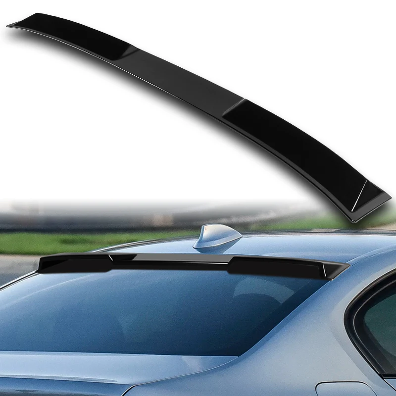 W-Power ABS VIP-Style Rear Widow Roof Visor Wing Spoiler For 2017- 2023 BMW 5-Series G30 F90 M5 Sedan -Pearl Black - Image 7