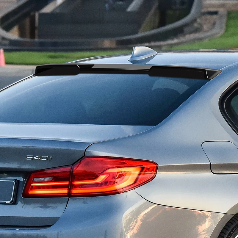 W-Power ABS VIP-Style Rear Widow Roof Visor Wing Spoiler For 2017- 2023 BMW 5-Series G30 F90 M5 Sedan -Pearl Black - Image 8