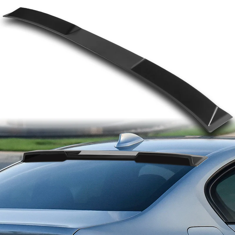 W-Power ABS VIP-Style Rear Widow Roof Visor Wing Spoiler For 2017- 2023 BMW 5-Series G30 F90 M5 Sedan -Unpainted Matte Black - Image 6