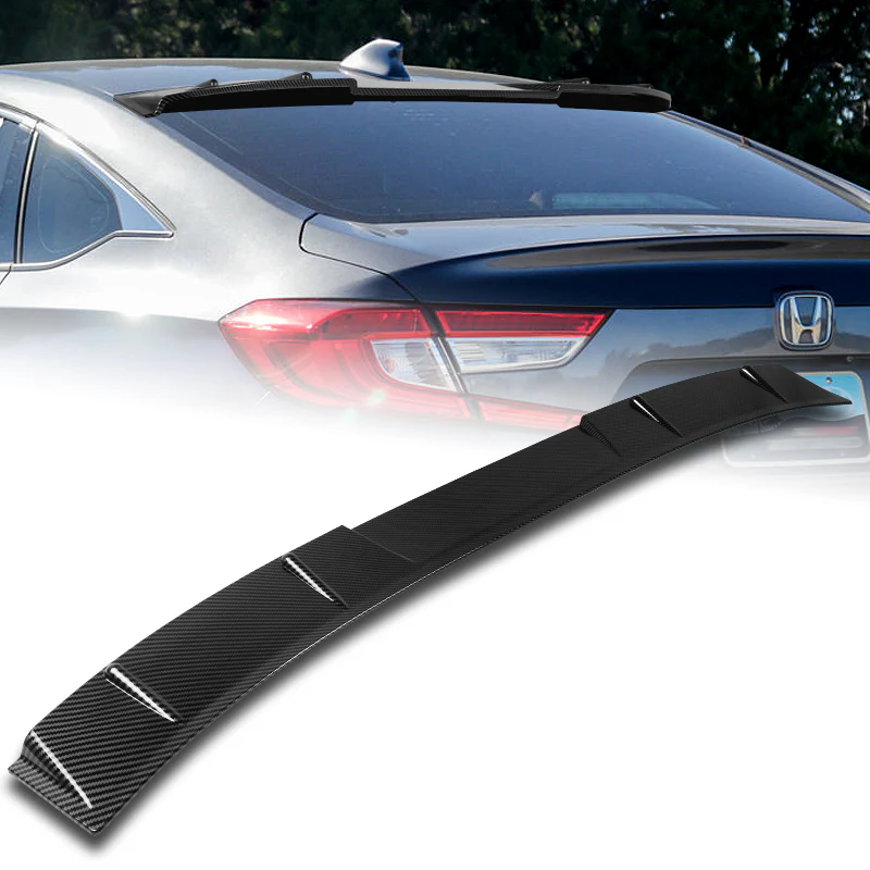 W-Power ABS VIP-Style Rear Widow Roof Visor Wing Spoiler For 2018-2022 Honda Accord Sedan -Carbon Fiber Look - Image 6