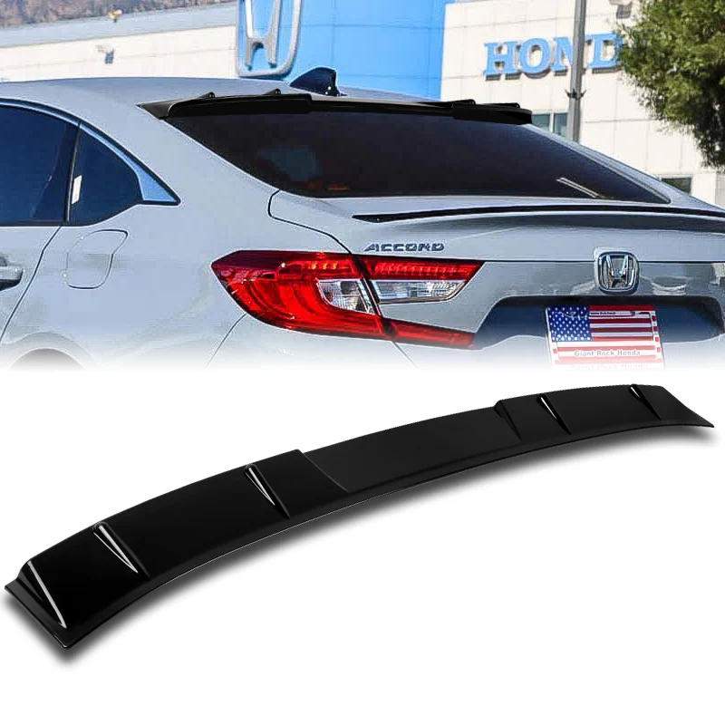 W-Power ABS VIP-Style Rear Widow Roof Visor Wing Spoiler For 2018-2022 Honda Accord Sedan -Pearl Black - Image 5