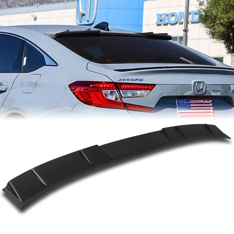 W-Power ABS VIP-Style Rear Widow Roof Visor Wing Spoiler For 2018-2022 Honda Accord Sedan -Unpainted Matte Black - Image 5
