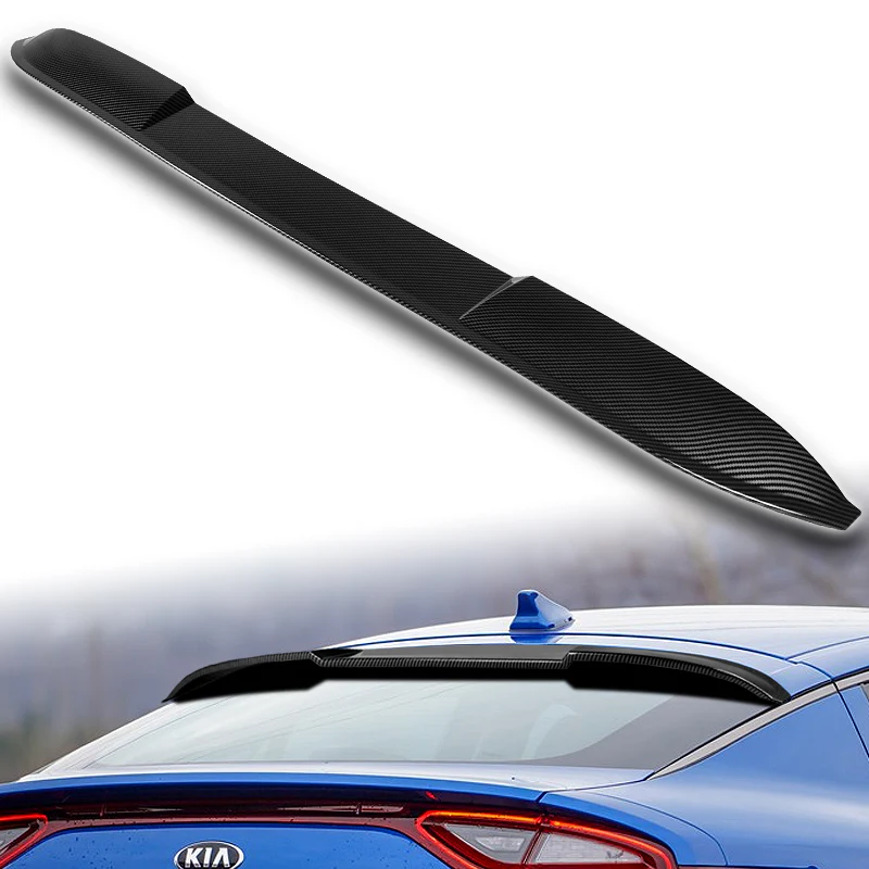 W-Power ABS VIP-Style Rear Widow Roof Visor Wing Spoiler For 2018 - 2023 Kia Stinger -Carbon Fiber Look - Image 5