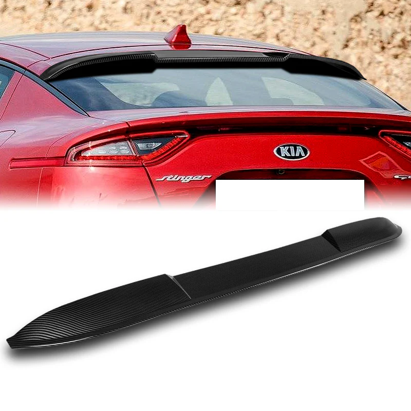 W-Power ABS VIP-Style Rear Widow Roof Visor Wing Spoiler For 2018 - 2023 Kia Stinger -Carbon Fiber Look - Image 6