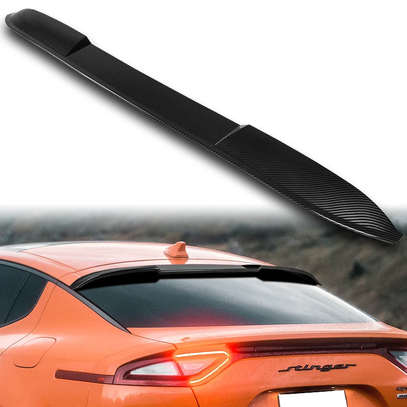 W-Power ABS VIP-Style Rear Widow Roof Visor Wing Spoiler For 2018 - 2023 Kia Stinger -Carbon Fiber Look - Image 7
