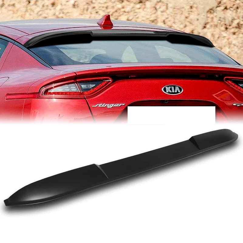 W-Power ABS VIP-Style Rear Widow Roof Visor Wing Spoiler For 2018 - 2023 Kia Stinger -Unpainted Matte Black - Image 5