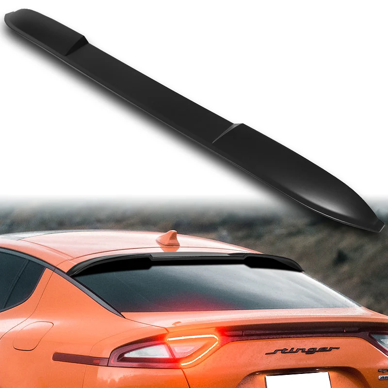 W-Power ABS VIP-Style Rear Widow Roof Visor Wing Spoiler For 2018 - 2023 Kia Stinger -Unpainted Matte Black - Image 6