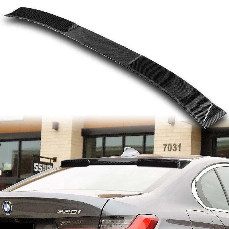 W-Power ABS VIP-Style Rear Widow Roof Visor Wing Spoiler For 2019- 2024 BMW 3-Series G20 G80 M3 Sedan -Carbon Fiber Look - Image 6