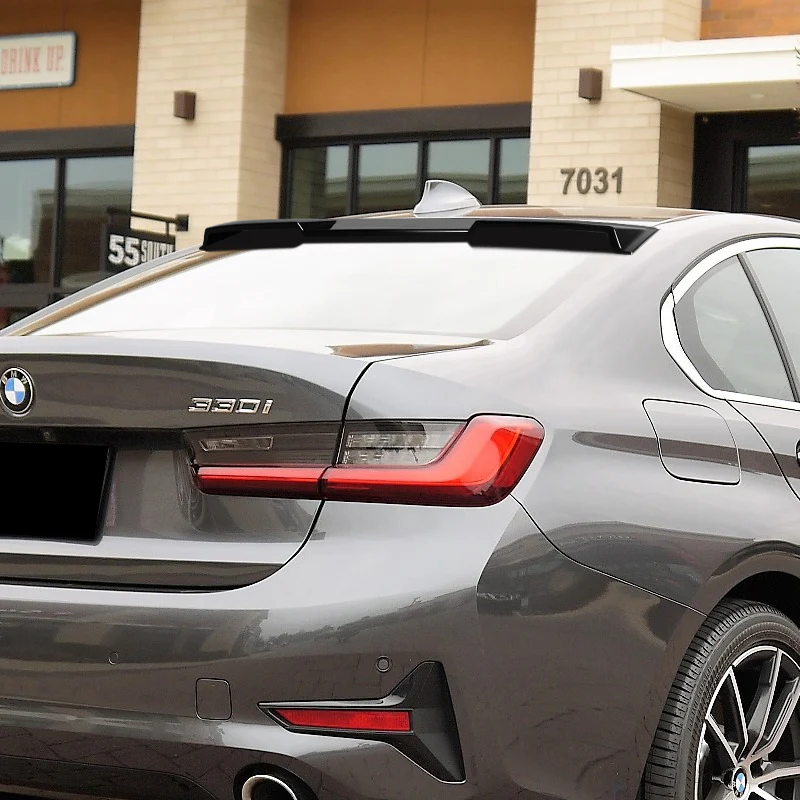 W-Power ABS VIP-Style Rear Widow Roof Visor Wing Spoiler For 2019- 2024 BMW 3-Series G20 G80 M3 Sedan -Pearl Black - Image 8