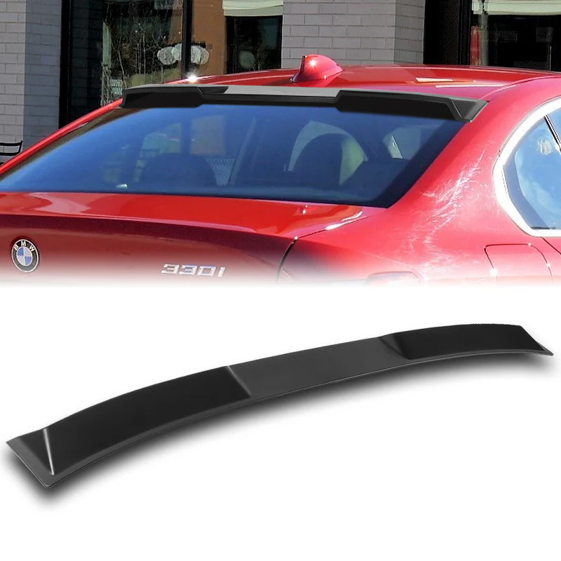 W-Power ABS VIP-Style Rear Widow Roof Visor Wing Spoiler For 2019- 2024 BMW 3-Series G20 G80 M3 Sedan -Unpainted Matte Black - Image 5