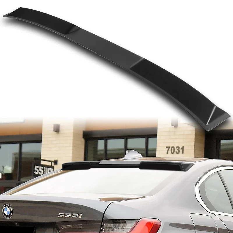 W-Power ABS VIP-Style Rear Widow Roof Visor Wing Spoiler For 2019- 2024 BMW 3-Series G20 G80 M3 Sedan -Unpainted Matte Black - Image 6