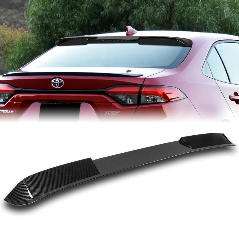 W-Power ABS VIP-Style Rear Widow Roof Visor Wing Spoiler For 2020 - 2023 Toyota Corolla Sedan -Carbon Fiber Look - Image 6