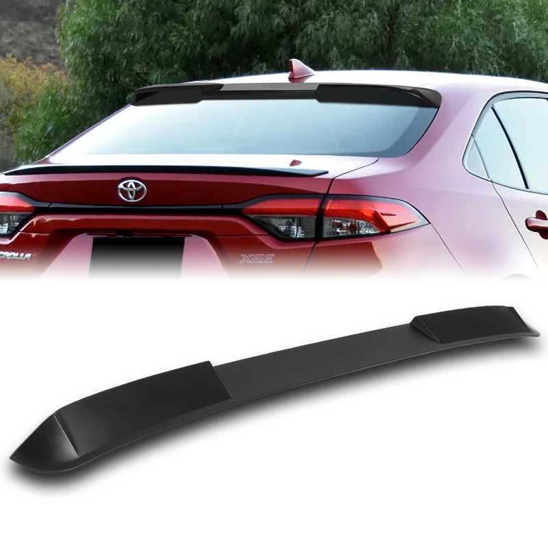 W-Power ABS VIP-Style Rear Widow Roof Visor Wing Spoiler For 2020 - 2023 Toyota Corolla Sedan -Unpainted Matte Black - Image 5