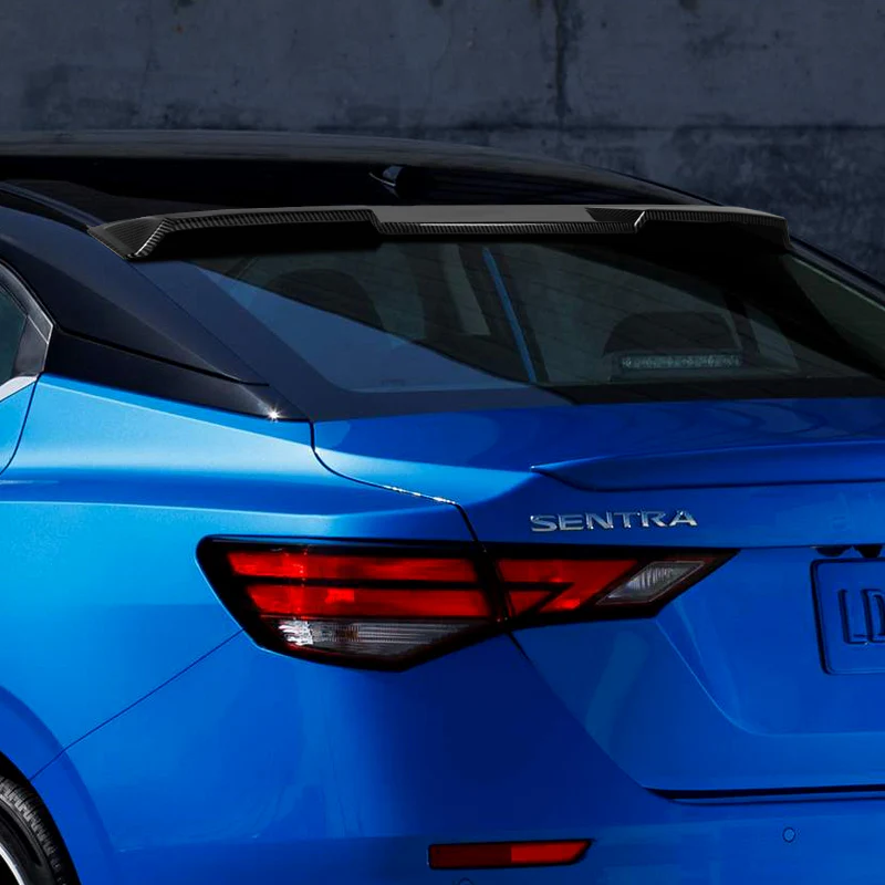 W-Power ABS VIP-Style Rear Widow Roof Visor Wing Spoiler For 2020- 2024 Nissan Sentra Sedan -Carbon Fiber Look - Image 6