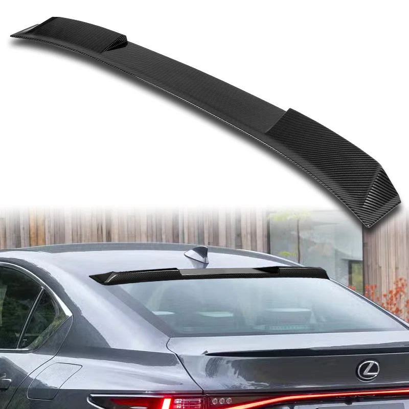 W-Power ABS VIP-Style Rear Widow Roof Visor Wing Spoiler For 2021 - 2025 Lexus IS300 IS350 IS500 -Carbon Fiber Look - Image 5