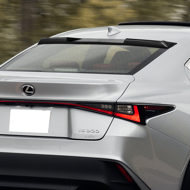 W-Power ABS VIP-Style Rear Widow Roof Visor Wing Spoiler For 2021 - 2025 Lexus IS300 IS350 IS500 -Carbon Fiber Look - Image 6