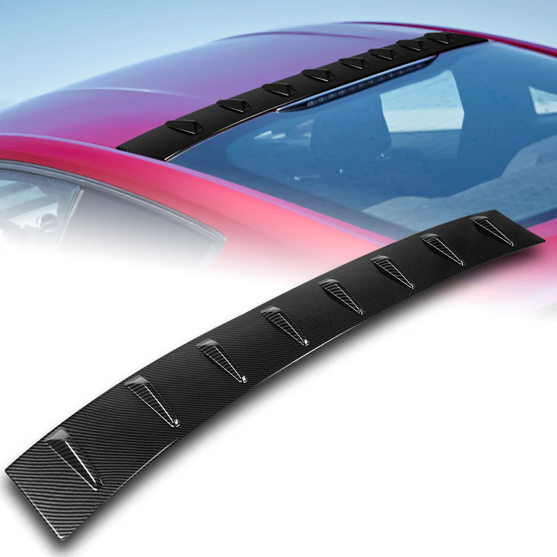 W-Power Carbon Fiber Look Rear Roof Vortex Generator Spoiler Wing For 2015 - 2023 Ford Mustang Coupe -Shark Fin Style - Image 2