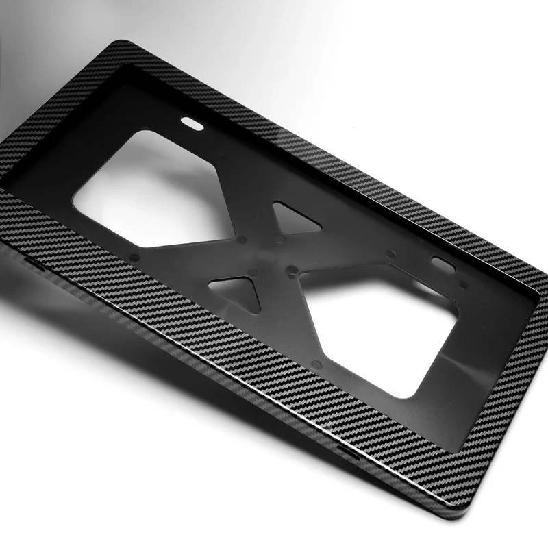 W-Power Carbon Fiber Style License plate frame TAG cover Front Rear W/Bracket - Image 2